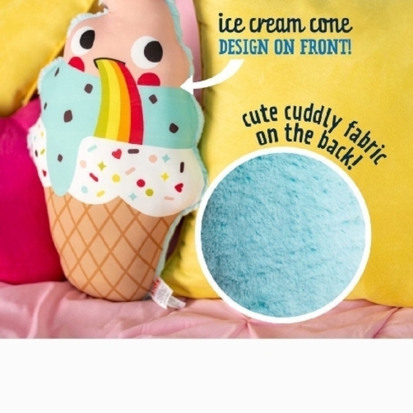 PillowPals Cool Touch Super Soft Comfy Fabric Squishy Plush Ice Cream Pillow NWT - Picture 5 of 6